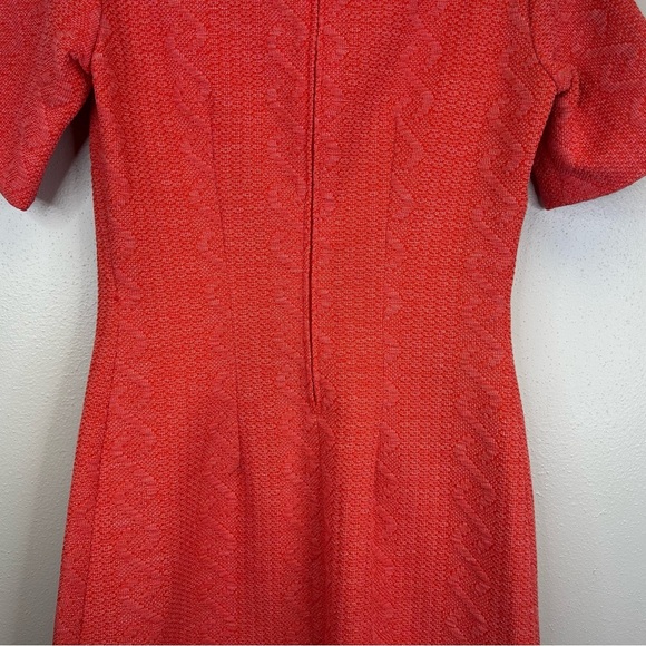 Vintage 60s 70s Mock Neck Orange/Red Dress Size S/M Womens Retro EUC Groovy - Picture 8 of 11